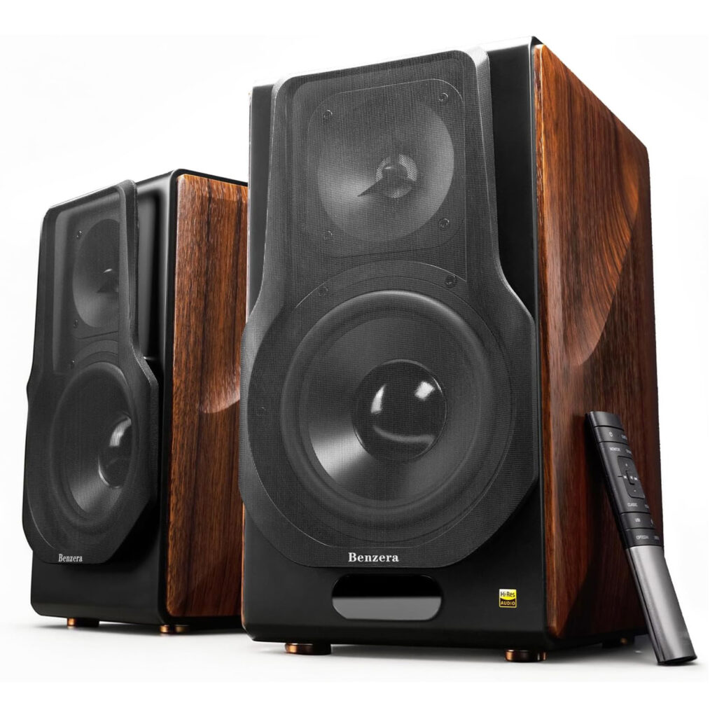 Benzera S3000 Hi-Res Powered Bookshelf Speakers with 256W RMS, aptX HD Bluetooth & Planar Magnetic Tweeter